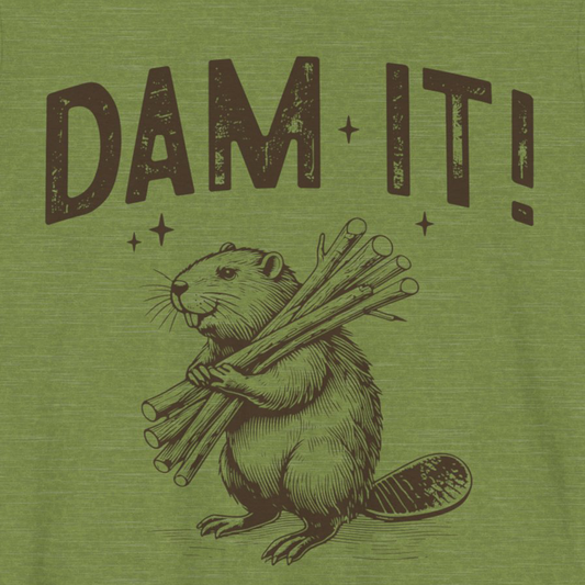 Funny Heather Green Beaver Dam It Mens T Shirt Nerdy Animal Lover Tee Close Up