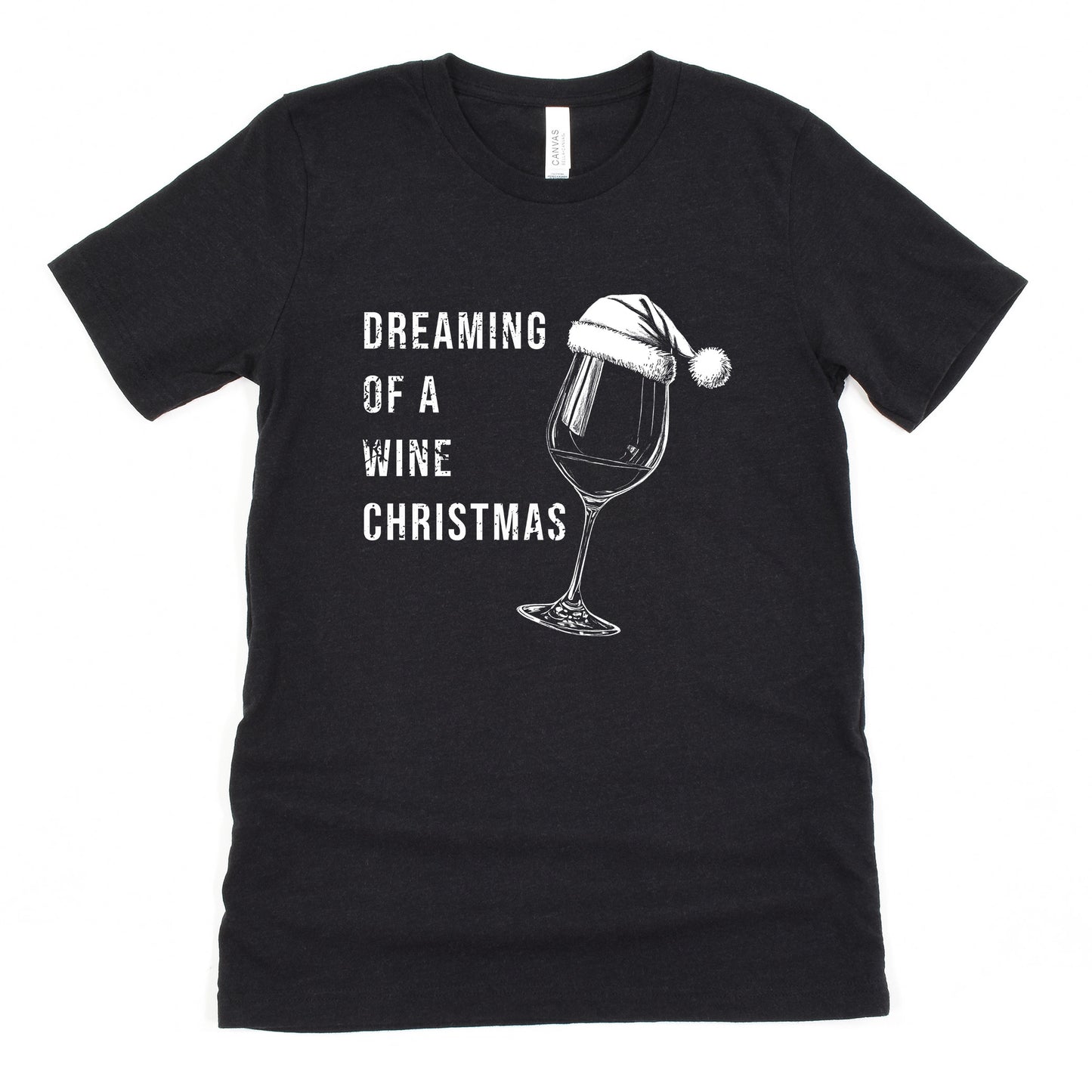Funny Black Heather Dreaming Of A Wine Christmas Shirt Sarcastic Christmas Tee