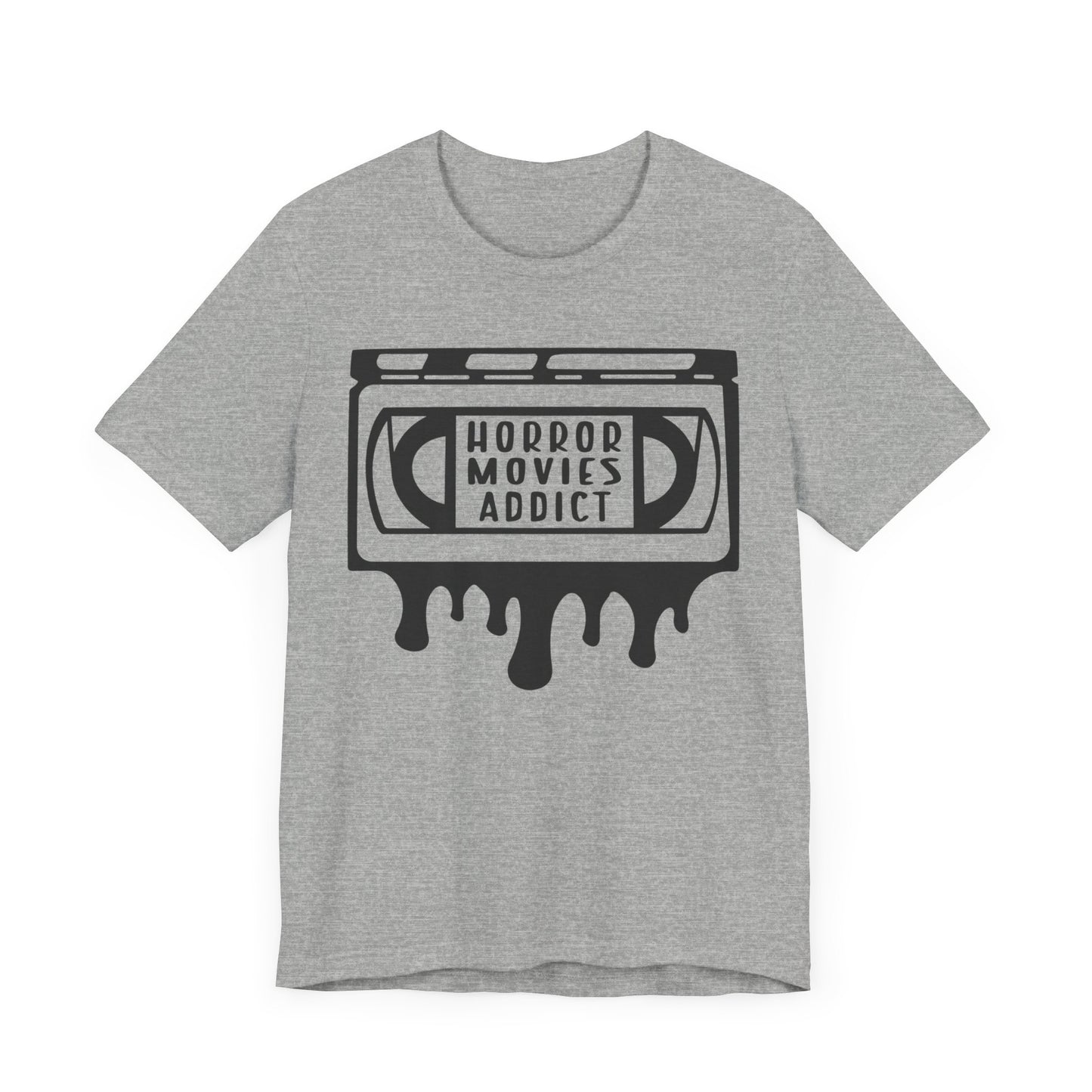 Funny athletic heather gray Horror Movie Addict Mens T Shirt Nerdy scary movie tee