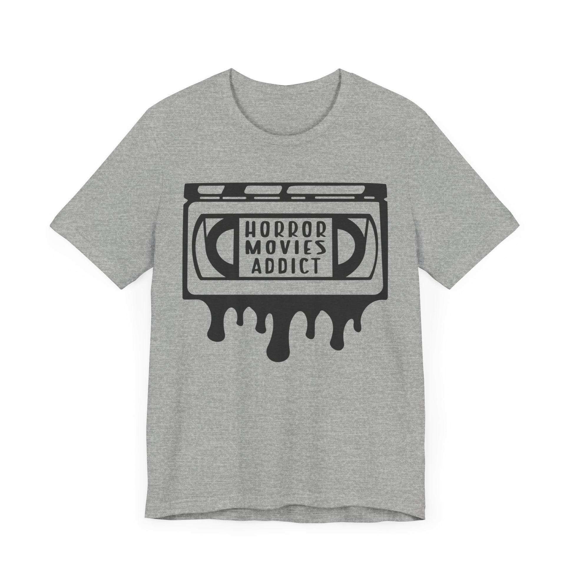 Funny athletic heather gray Horror Movie Addict Mens T Shirt Nerdy scary movie tee