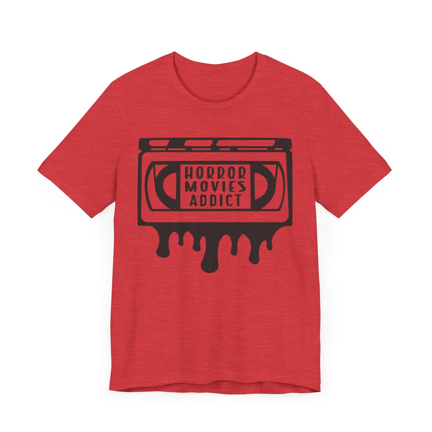 Funny heather red Horror Movie Addict Mens T Shirt Nerdy scary movie tee