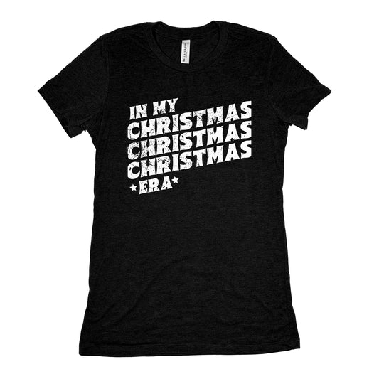Funny Black In My Christmas Era Womens Tee Sarcastic Christmas Tee