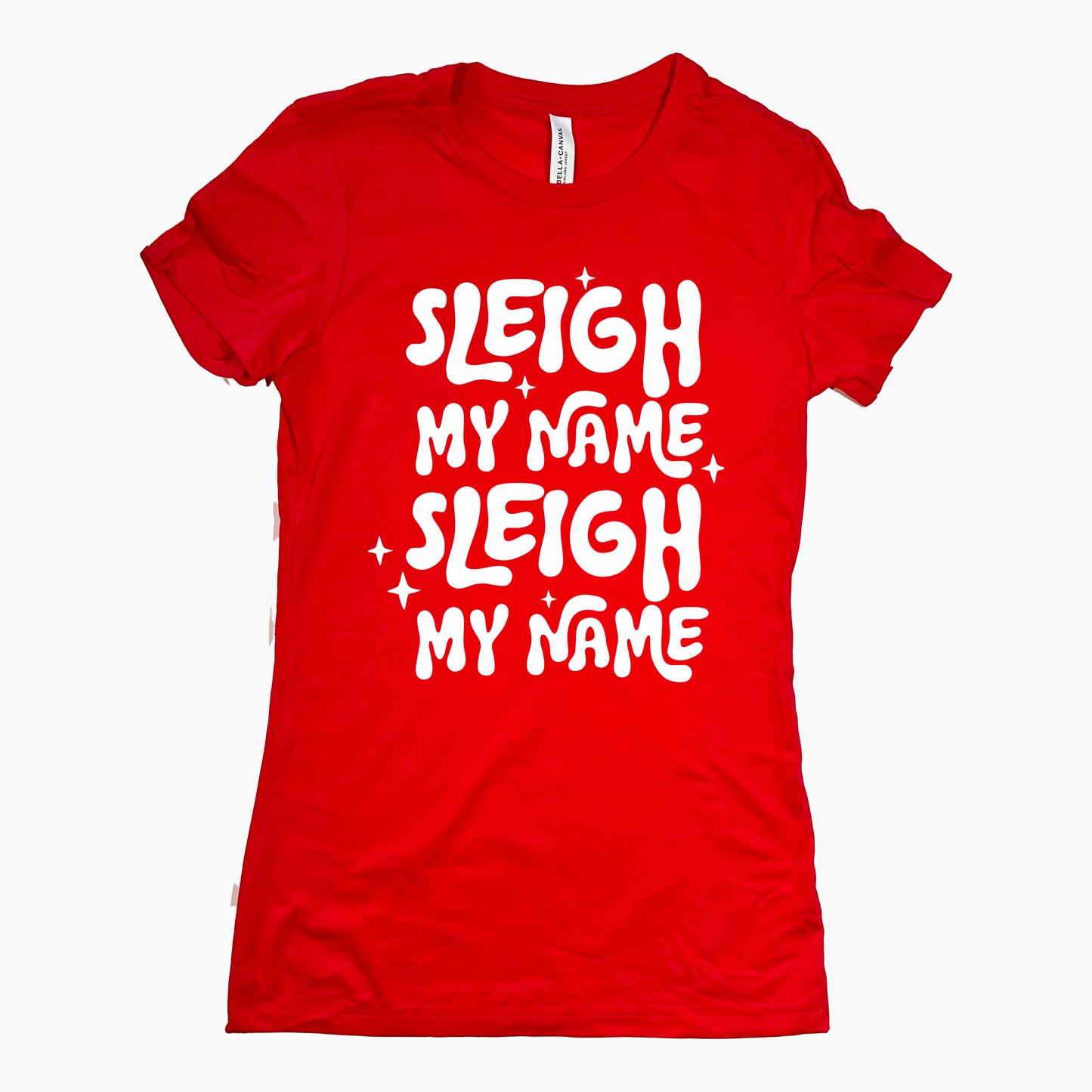 Funny Red Sleigh My Name Womens Tee Sarcastic Tee