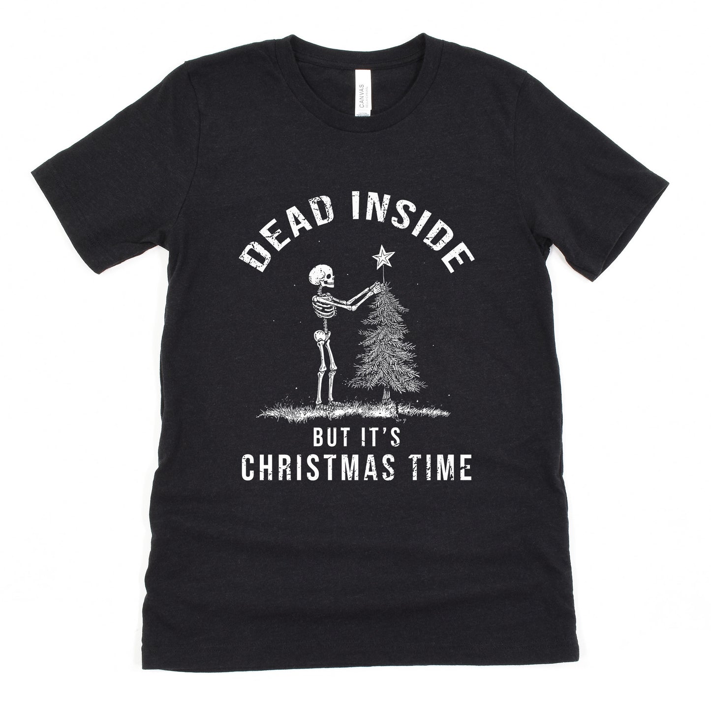 Funny Black Heather Dead Inside But Its Christmas Time Shirt Sarcastic Christmas Tee