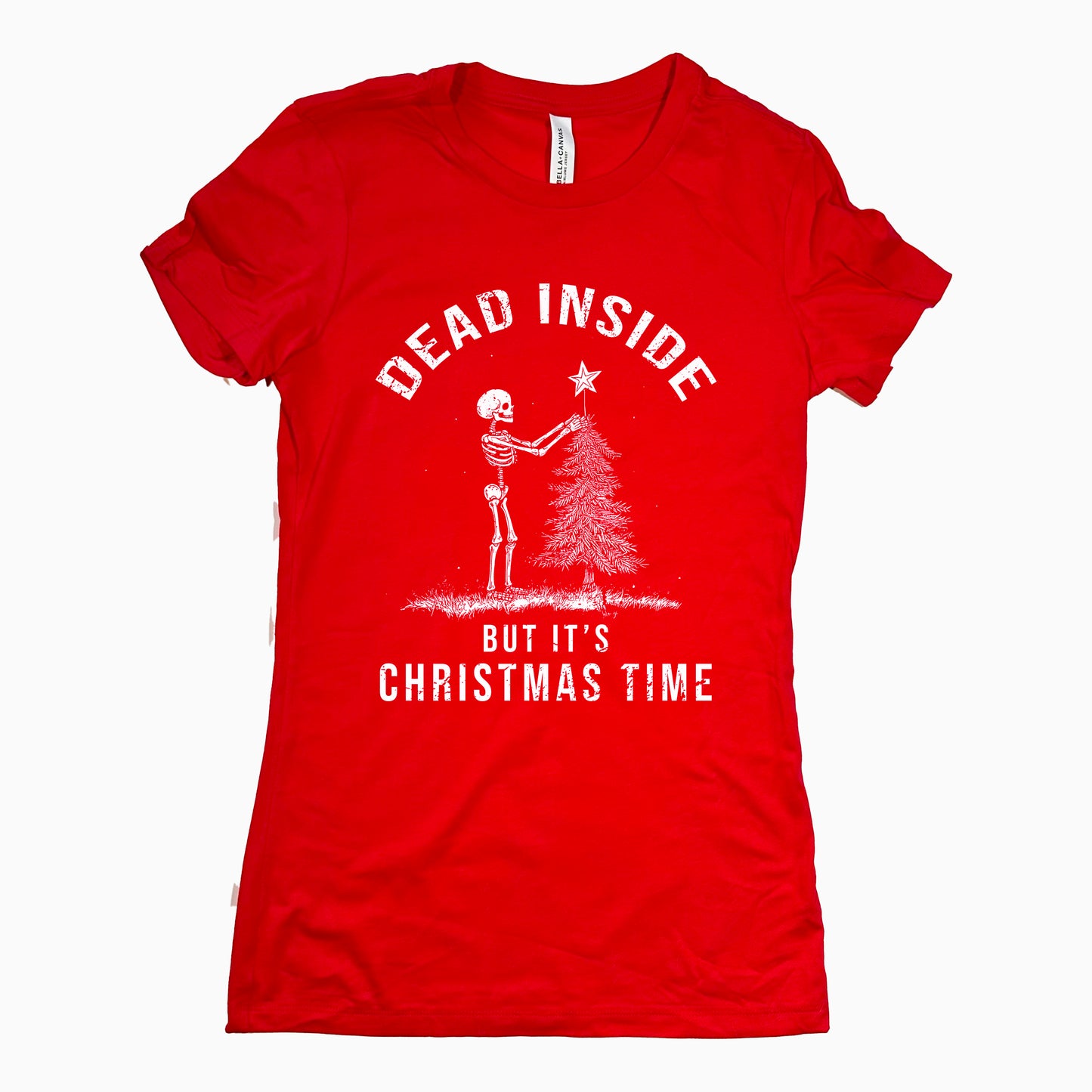 Funny Red Dead Inside But Its Christmas Time Womens Tee Spooky Christmas Tee