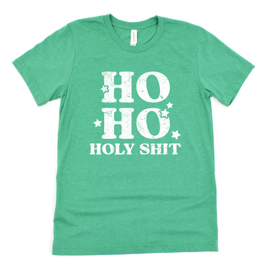 Funny Heather Red Ho Ho Holy Shit Shirt Sarcastic Christmas Tee