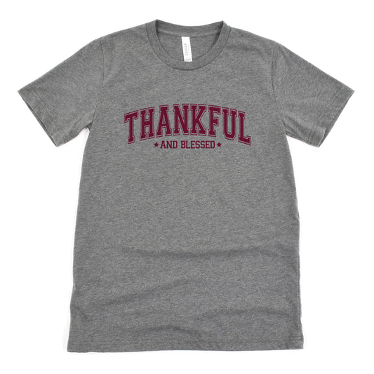 Funny Deep Heather Thankful And Blessed University Shirt Sarcastic Thanksgiving Tee